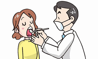 歯医者が女性患者に治療中のイラスト